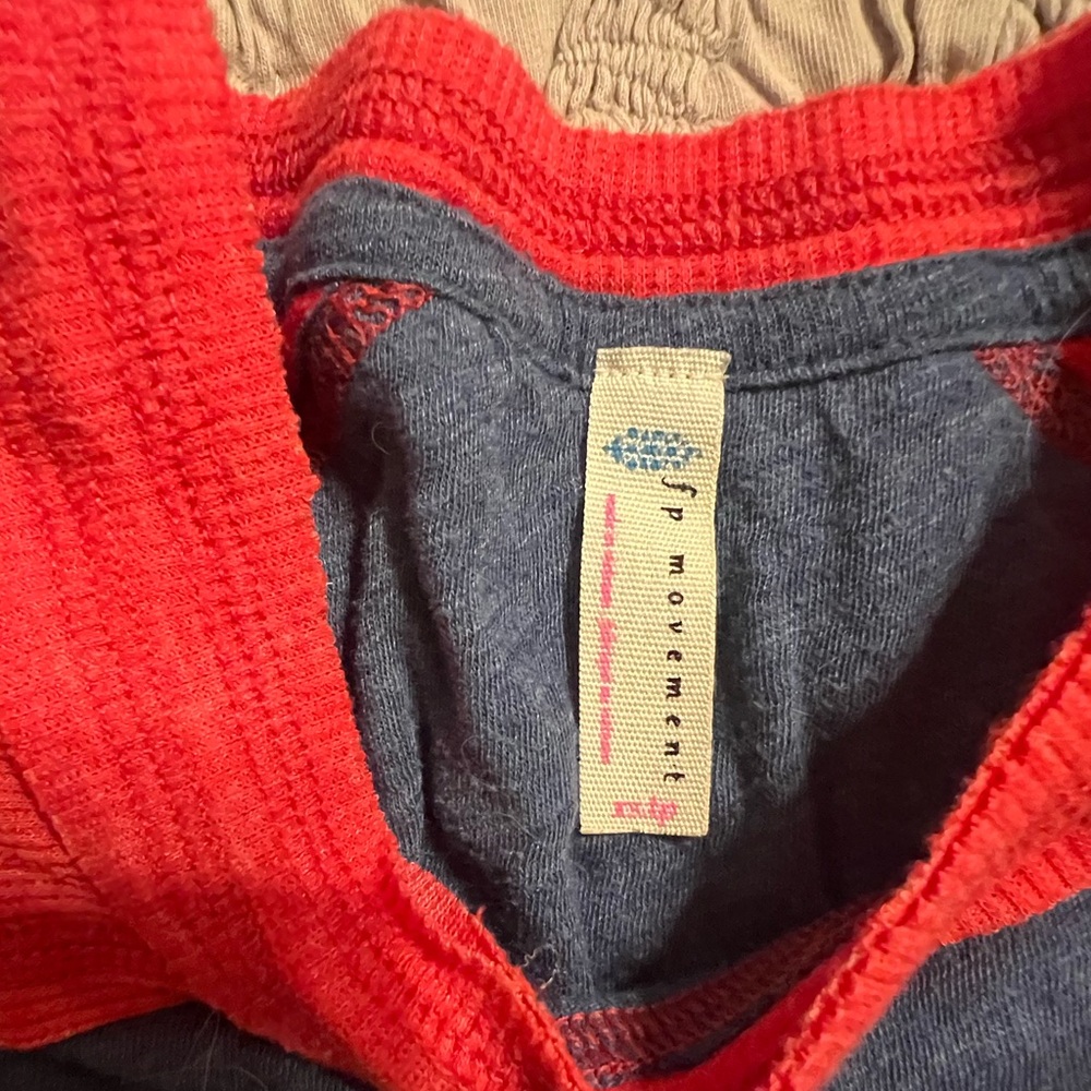 Free People Movement Blue with Bright Red Trim long sleeved